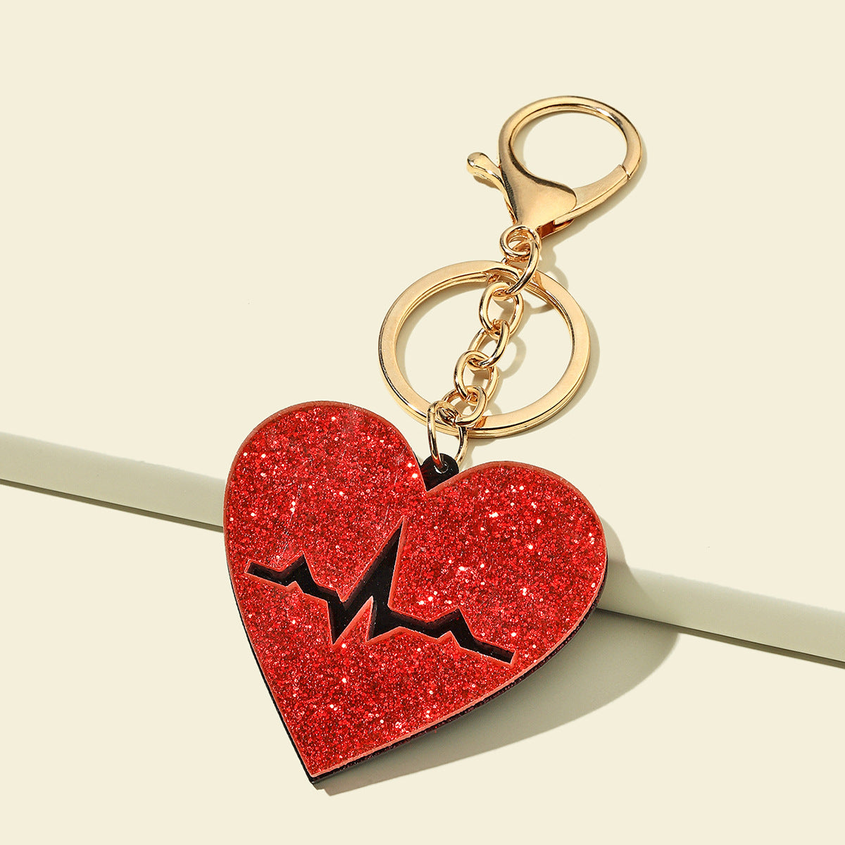 Wholesale Sparkling Pink Love Shaped Acrylic Keychains